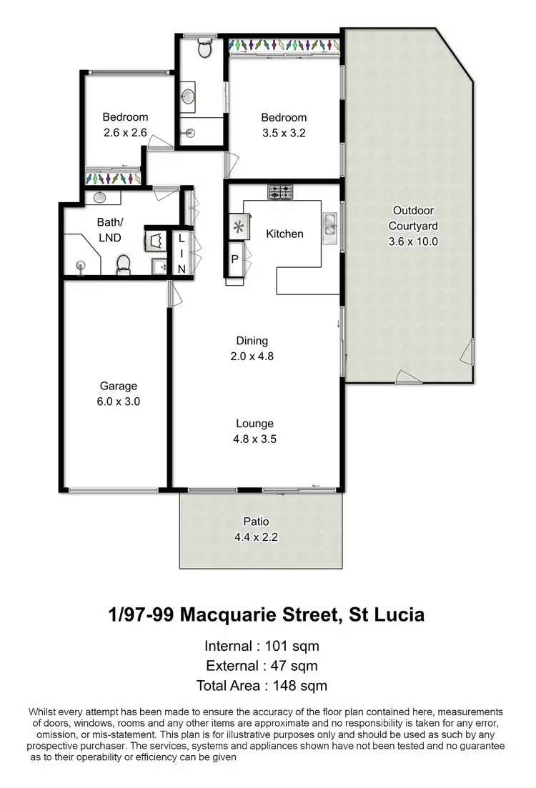 Floorplan of Homely unit listing, 1/97-99 Macquarie Street, St Lucia QLD 4067