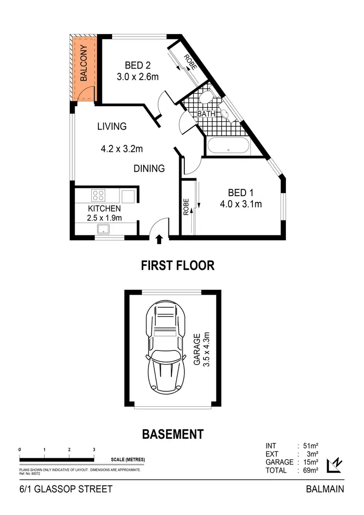 Floorplan of Homely apartment listing, 6/1 Glassop Street, Balmain NSW 2041