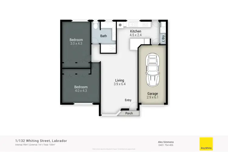 Floorplan of Homely semi-detached listing, 1/132 Whiting Street, Labrador QLD 4215