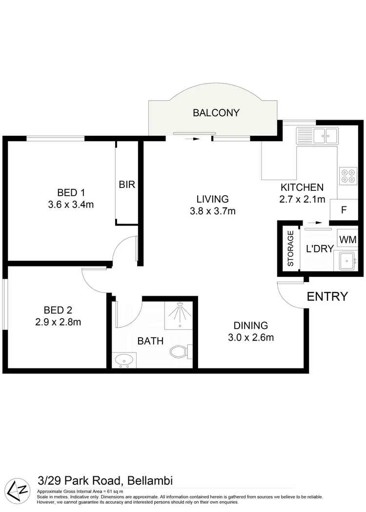 Floorplan of Homely apartment listing, 3/29 Park Road, Bellambi NSW 2518