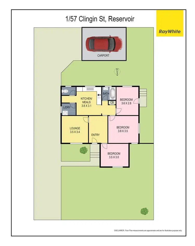 Floorplan of Homely unit listing, 1/57 Clingin Street, Reservoir VIC 3073