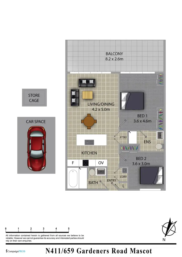 Floorplan of Homely apartment listing, N411/659 Gardeners Road, Mascot NSW 2020