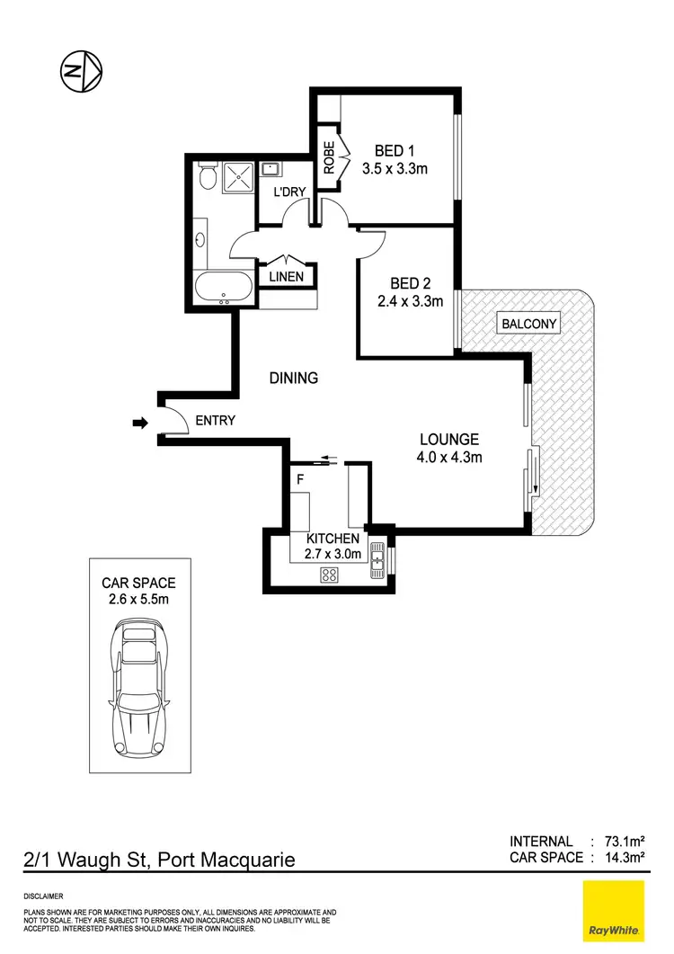Floorplan of Homely unit listing, 2/1 Waugh Street, Port Macquarie NSW 2444