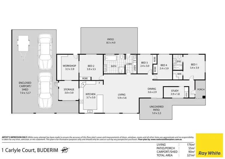 Floorplan of Homely house listing, 1 Carlyle Court, Buderim QLD 4556