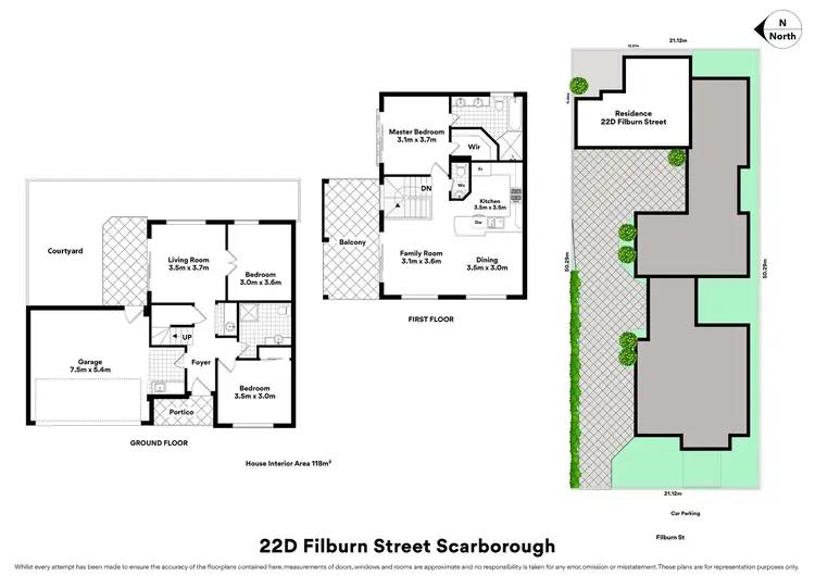 Floorplan of Homely townhouse listing, 22D Filburn Street, Scarborough WA 6019