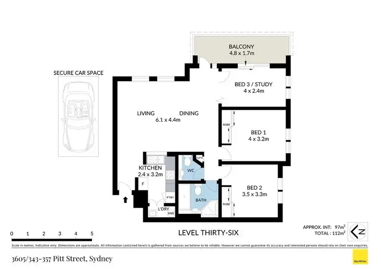 Floorplan of Homely apartment listing, 3605/343-357 Pitt Street, Sydney NSW 2000