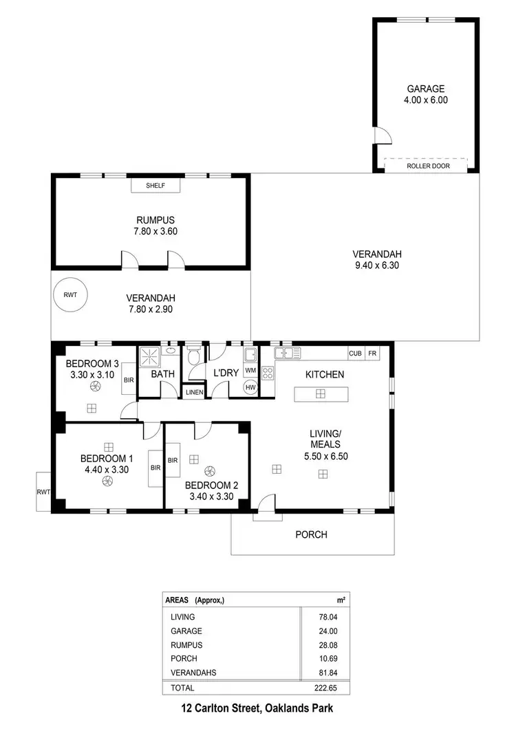Floorplan of Homely house listing, 12 Carlton Street, Oaklands Park SA 5046