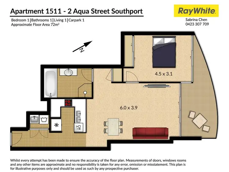 Floorplan of Homely unit listing, 1511/2 Aqua Street, Southport QLD 4215