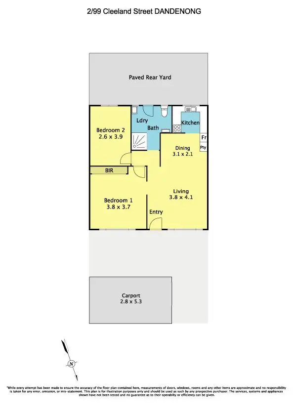 Floorplan of Homely unit listing, 2/99 Cleeland Street, Dandenong VIC 3175
