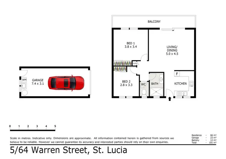 Floorplan of Homely unit listing, 5/64 Warren Street, St Lucia QLD 4067