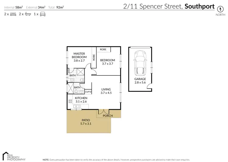 Floorplan of Homely semi-detached listing, 2/11 Spencer Street, Southport QLD 4215