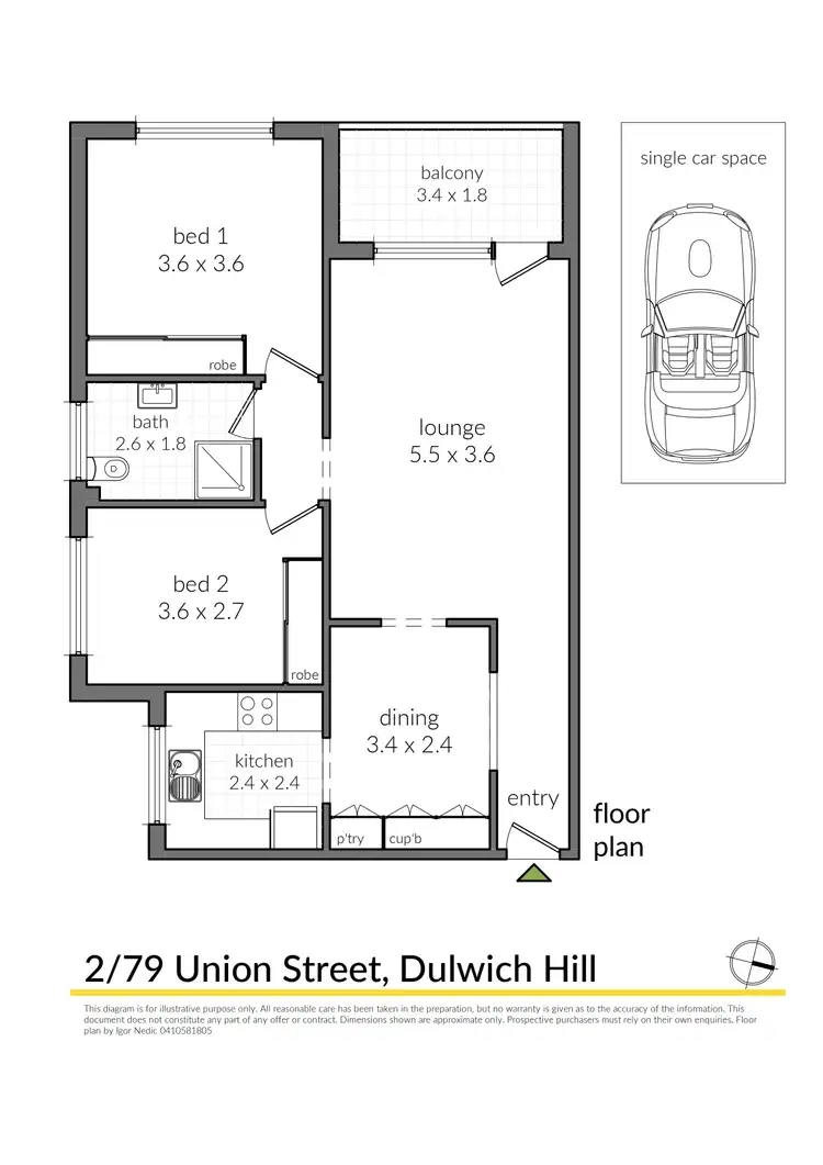Floorplan of Homely apartment listing, 2/79 Union Street, Dulwich Hill NSW 2203