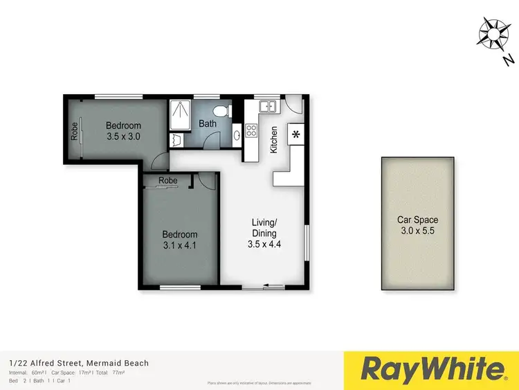 Floorplan of Homely unit listing, 1/22 Alfred Street, Mermaid Beach QLD 4218