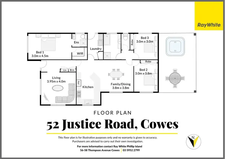 Floorplan of Homely house listing, 52 Justice Road, Cowes VIC 3922