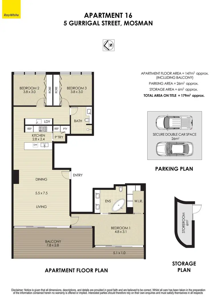 Floorplan of Homely apartment listing, 16/5 Gurrigal Street, Mosman NSW 2088