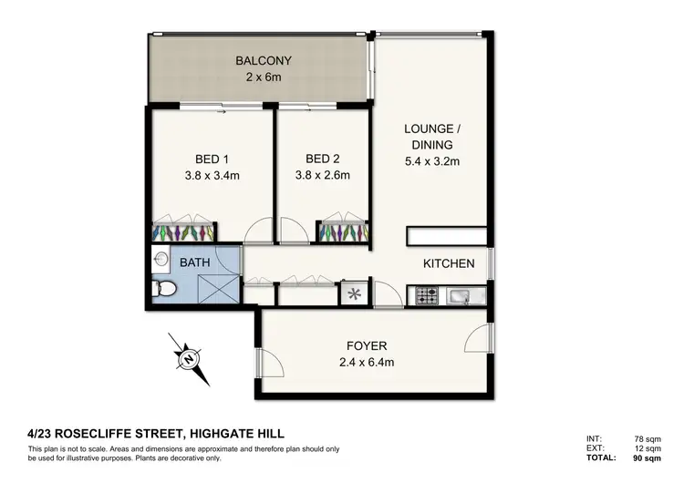 Floorplan of Homely apartment listing, 4/23 Rosecliffe Street, Highgate Hill QLD 4101