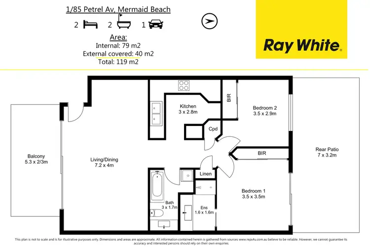 Floorplan of Homely apartment listing, 1/85 Petrel Avenue, Mermaid Beach QLD 4218