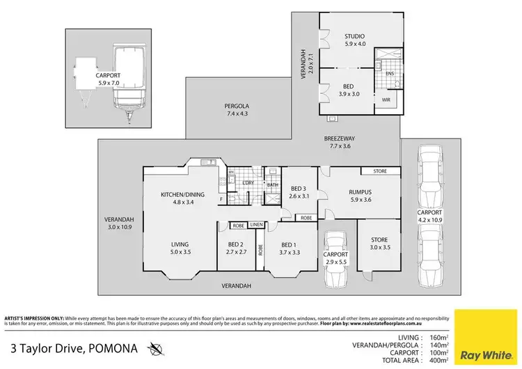 Floorplan of Homely house listing, 3 Taylor Drive, Pomona QLD 4568
