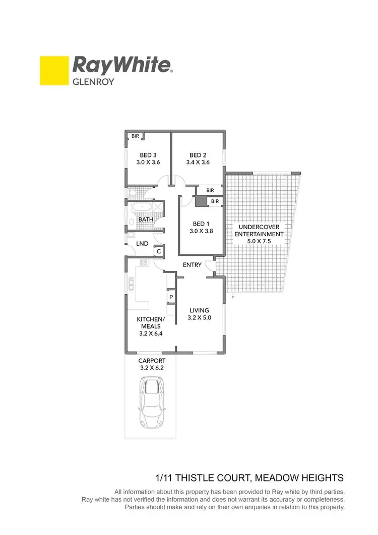 Floorplan of Homely unit listing, 1/11 Thistle Court, Meadow Heights VIC 3048