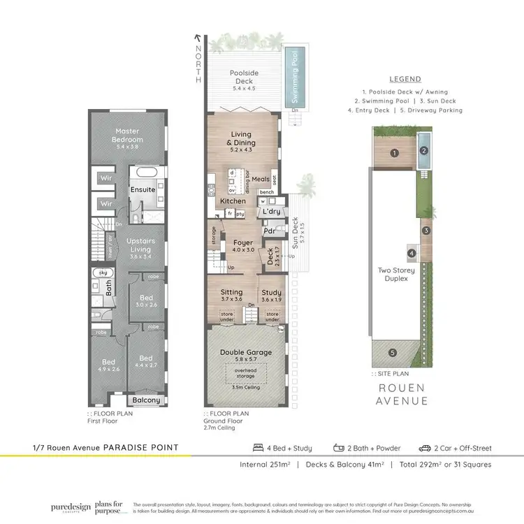 Floorplan of Homely semi-detached listing, 1/7 Rouen Avenue, Paradise Point QLD 4216