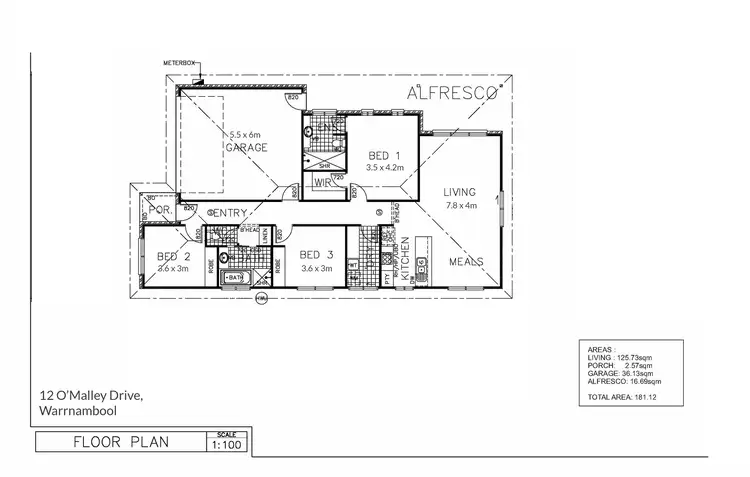 Floorplan of Homely house listing, 12 Omalley Drive, Dennington VIC 3280