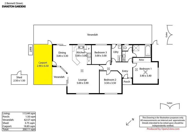 Floorplan of Homely house listing, 2 Bennett Street, Evanston Gardens SA 5116