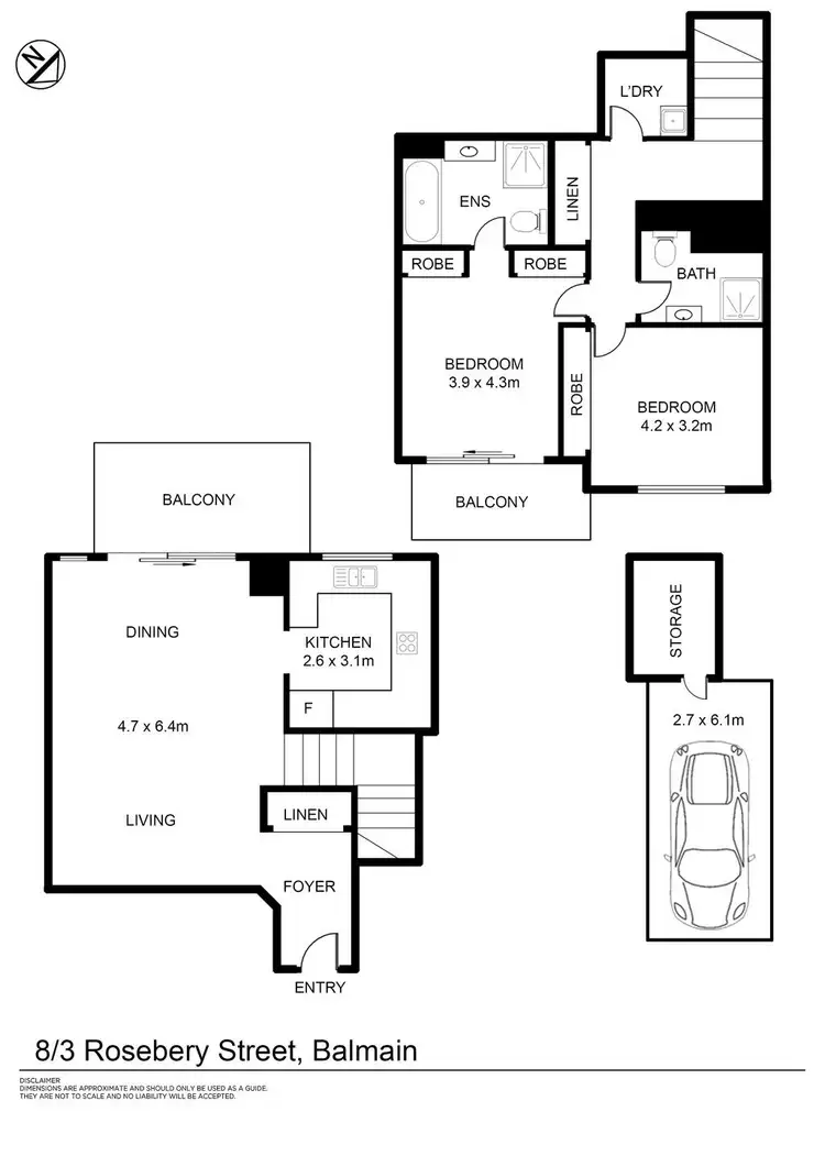 Floorplan of Homely apartment listing, 8/3 Rosebery Place, Balmain NSW 2041
