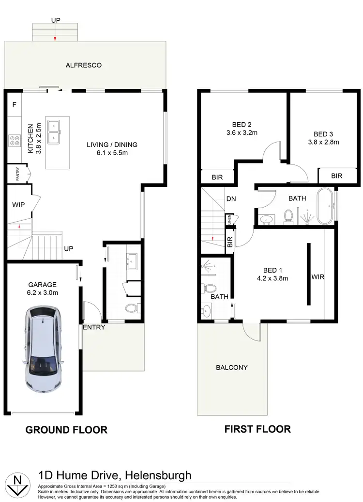 Floorplan of Homely semi-detached listing, 1D Hume Drive, Helensburgh NSW 2508