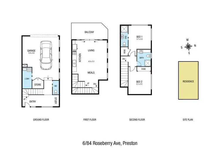 Floorplan of Homely townhouse listing, 6/84 Roseberry Avenue, Preston VIC 3072