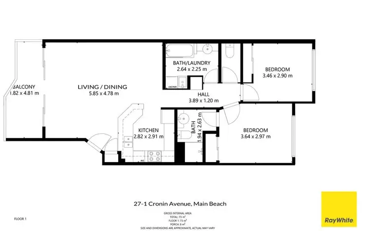 Floorplan of Homely apartment listing, 27/1 Cronin Avenue, Main Beach QLD 4217