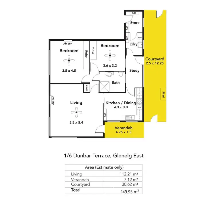 Floorplan of Homely unit listing, 1/6 Dunbar Terrace, Glenelg East SA 5045