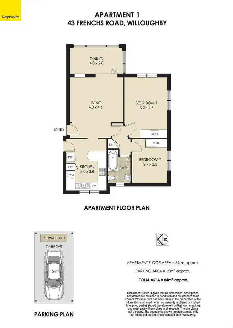 Floorplan of Homely apartment listing, 1/43 Frenchs Road, Willoughby NSW 2068