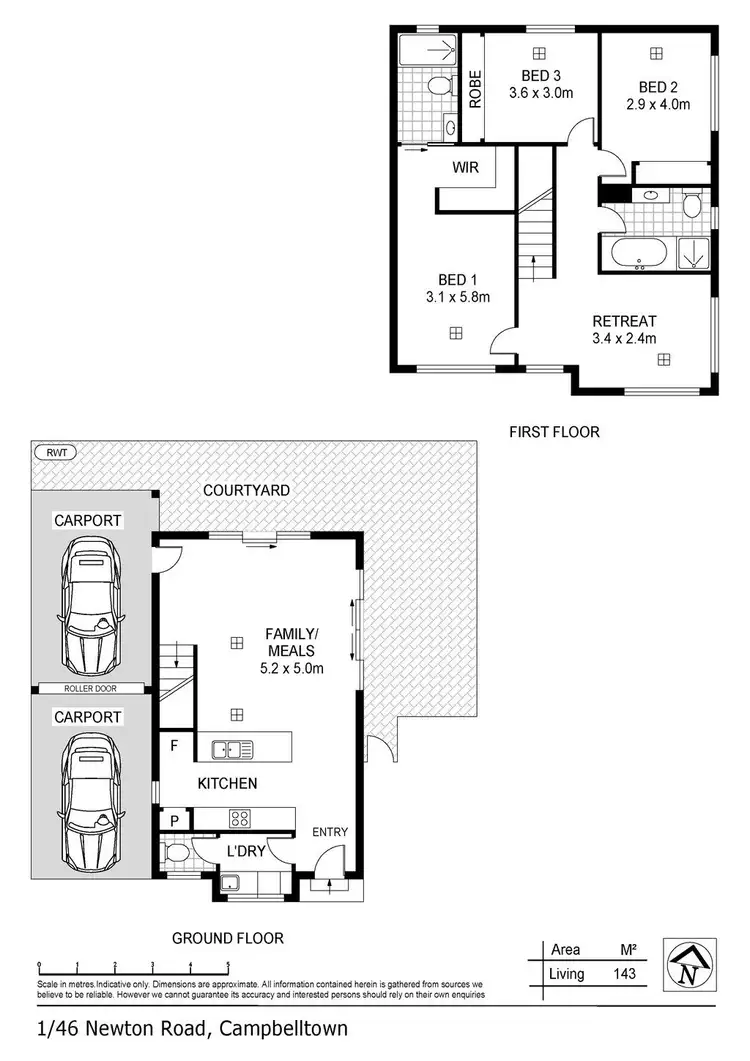 Floorplan of Homely townhouse listing, 1/46 Newton Road, Campbelltown SA 5074
