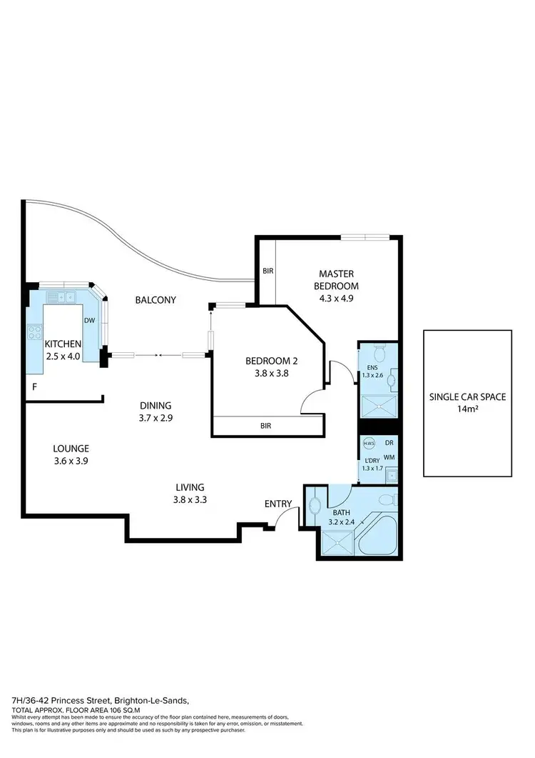 Floorplan of Homely unit listing, 7H/36-42 Princess Street, Brighton-le-sands NSW 2216