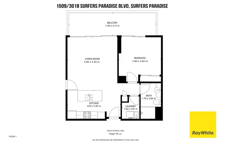 Floorplan of Homely unit listing, 1509/3018 Surfers Paradise Boulevard, Surfers Paradise QLD 4217