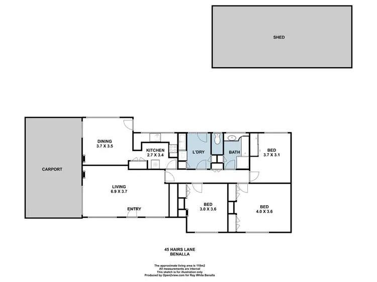 Floorplan of Homely house listing, 45 Hairs Lane, Benalla VIC 3672