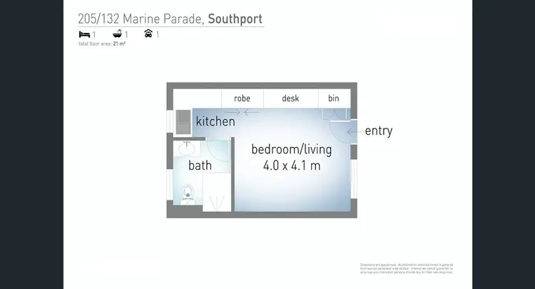 Floorplan of Homely unit listing, 205/132 Marine Parade, Southport QLD 4215