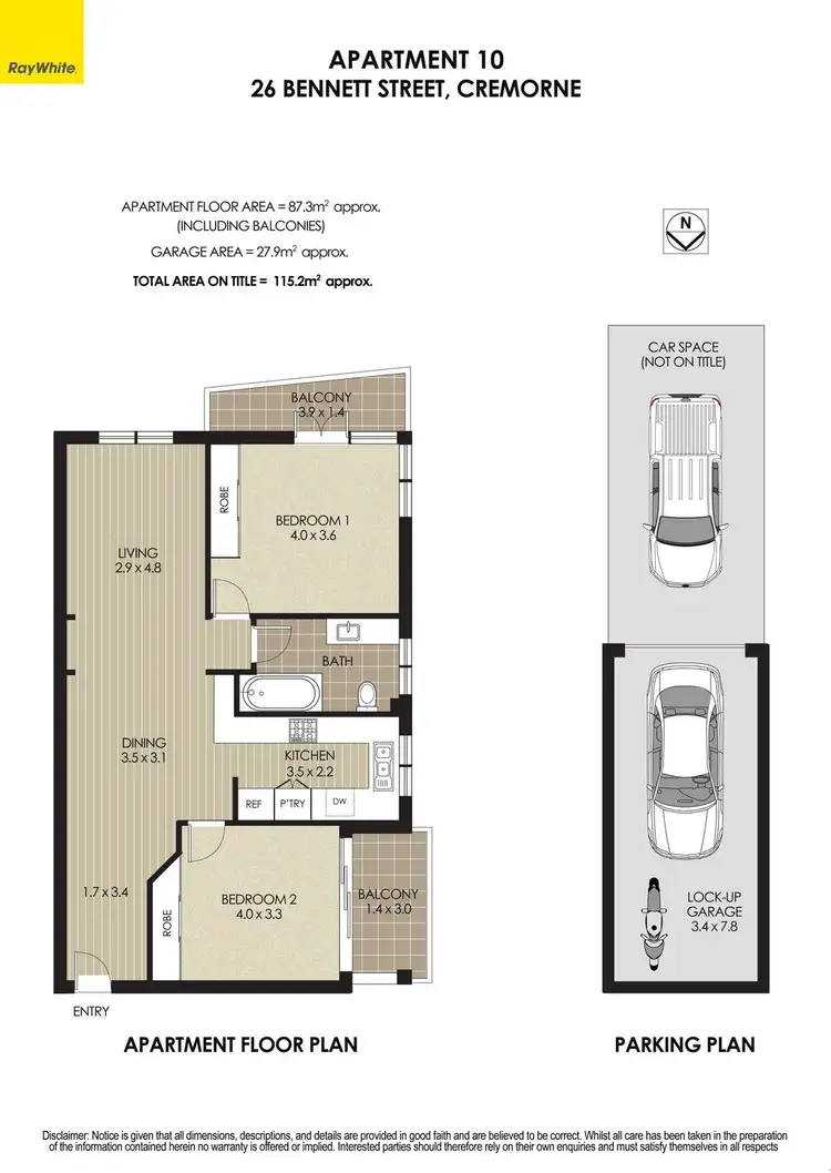 Floorplan of Homely apartment listing, 10/26 Bennett Street, Cremorne NSW 2090