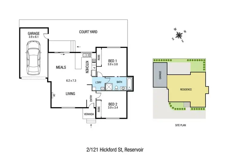 Floorplan of Homely unit listing, 2/121 Hickford Street, Reservoir VIC 3073