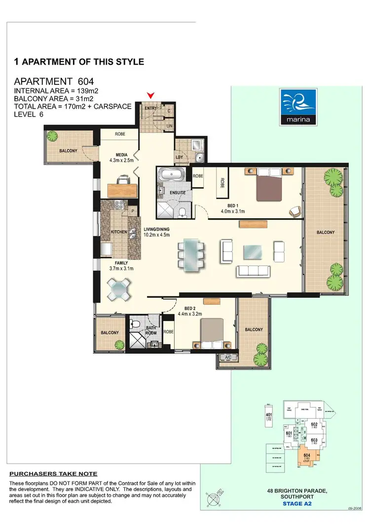 Floorplan of Homely apartment listing, 604/4 Como Crescent, Southport QLD 4215