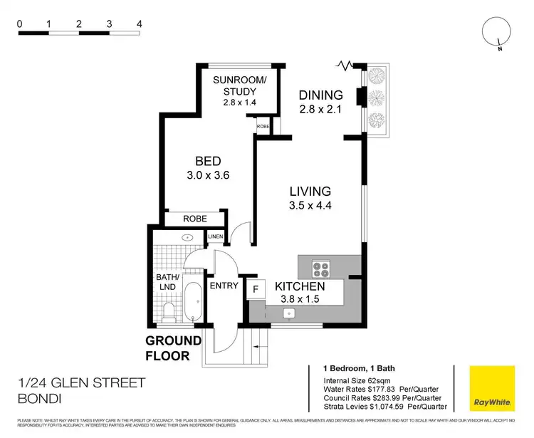 Floorplan of Homely apartment listing, 1/24 Glen Street, Bondi NSW 2026