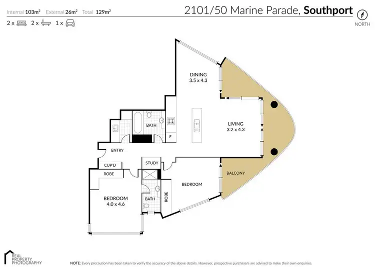 Floorplan of Homely unit listing, 2101/50 Marine Parade, Southport QLD 4215