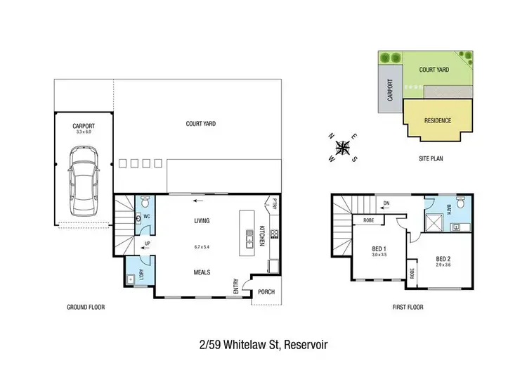 Floorplan of Homely townhouse listing, 2/59 Whitelaw Street, Reservoir VIC 3073