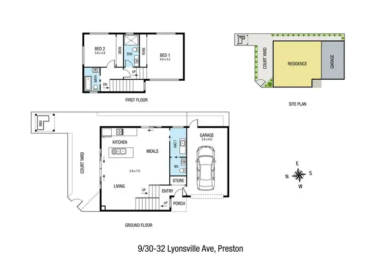 Floorplan of Homely townhouse listing, 9/30-32 Lyonsville Avenue, Preston VIC 3072