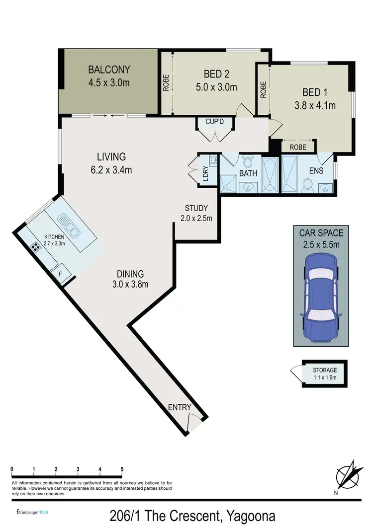 Floorplan of Homely unit listing, 206/1 The Crescent, Yagoona NSW 2199