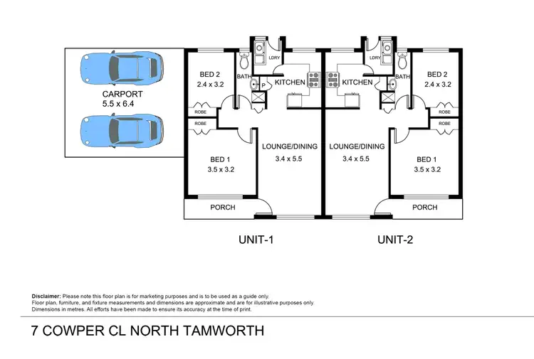 Floorplan of Homely semi-detached listing, 7 Cowper Close, Tamworth NSW 2340