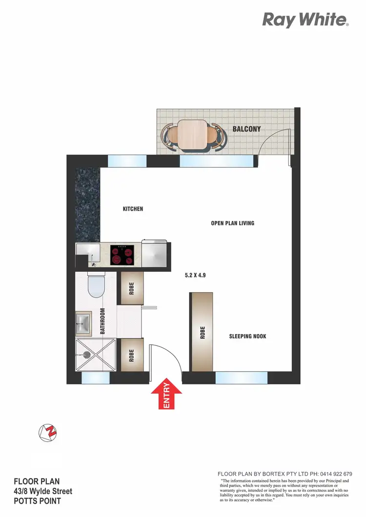 Floorplan of Homely studio listing, 43/8 Wylde Street, Potts Point NSW 2011