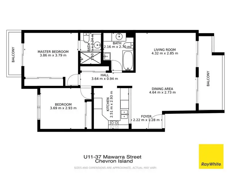 Floorplan of Homely unit listing, 11/37 Mawarra Street, Chevron Island QLD 4217
