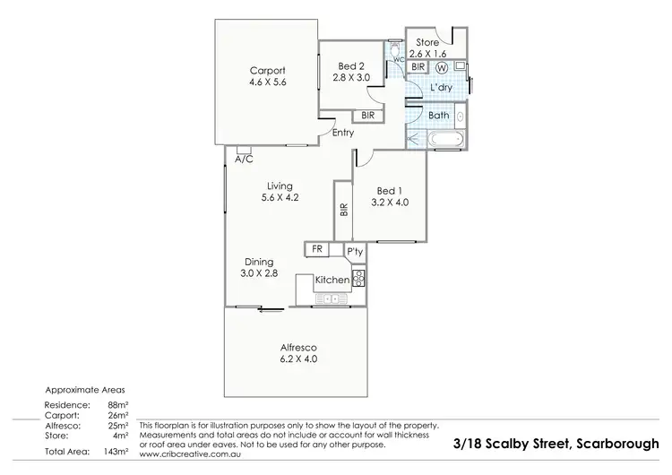Floorplan of Homely unit listing, 3/18 Scalby Street, Scarborough WA 6019