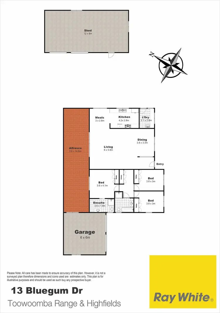 Floorplan of Homely house listing, 13 Blue Gum Drive, Highfields QLD 4352